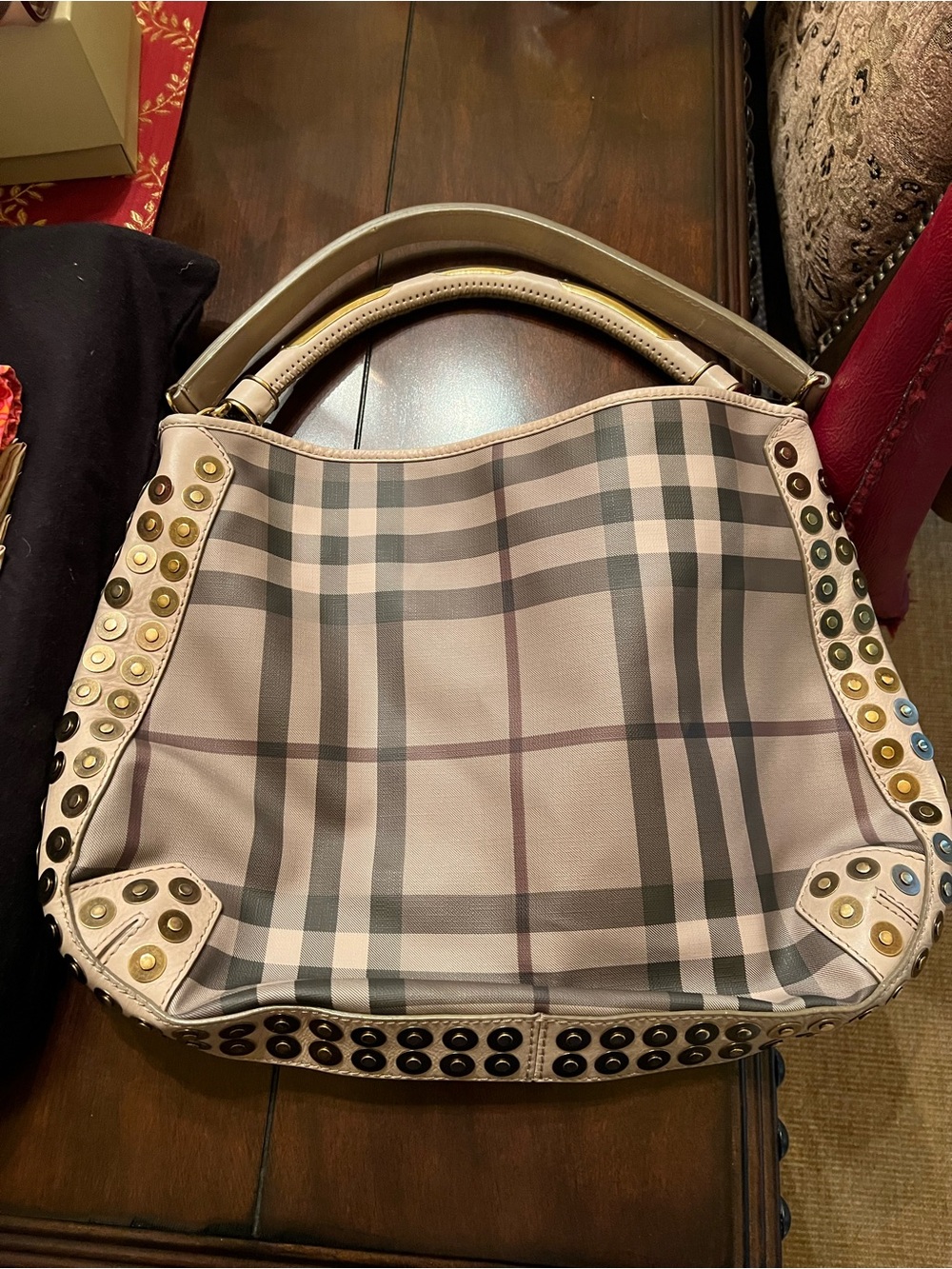 Authentic Burberry Studded Hobo Bag